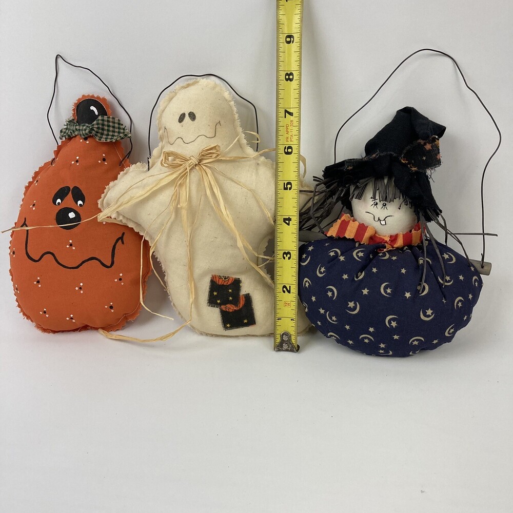 VTG Retro Primitive Farmhouse Plush Stuffed Halloween Ornaments Witch - Picture 2 of 6